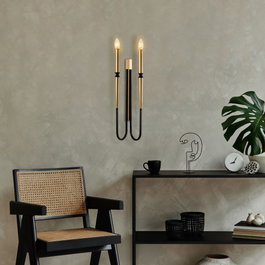 Opviq Lámpara de Pared de Metal Negra con 2 Casquillos E14